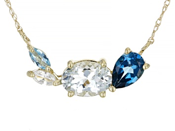 Picture of Pre-Owned Blue Aquamarine 10k Yellow Gold Necklace 0.94ctw