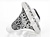 Pre-Owned Amethyst Sterling Silver Filigree Ring 2.84ct
