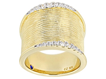 Picture of Pre-Owned White Cubic Zirconia 18k Yellow Gold Over Sterling Silver Ring 0.62ctw