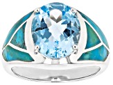 Pre-Owned Sky Blue Topaz Rhodium Over Sterling Silver Ring 6.20ct