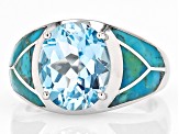 Pre-Owned Sky Blue Topaz Rhodium Over Sterling Silver Ring 6.20ct