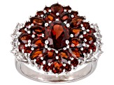 Pre-Owned Red Garnet Rhodium Over Sterling Silver Ring 5.01ctw