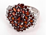 Pre-Owned Red Garnet Rhodium Over Sterling Silver Ring 5.01ctw