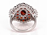 Pre-Owned Red Garnet Rhodium Over Sterling Silver Ring 5.01ctw