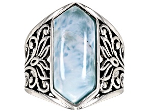 Pre-Owned Larimar Sterling Silver Solitaire Ring