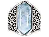 Pre-Owned Larimar Sterling Silver Solitaire Ring