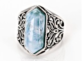 Pre-Owned Larimar Sterling Silver Solitaire Ring