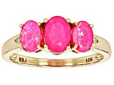 Pre-Owned Pink Ethiopian Opal With White Diamond 10k Yellow Gold Ring 1.03ctw