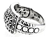 Pre-Owned Sterling Silver Textured & Jawan Beaded Ring