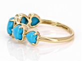 Pre-Owned Blue Sleeping Beauty Turquoise 10k Yellow Gold Heart Band Ring