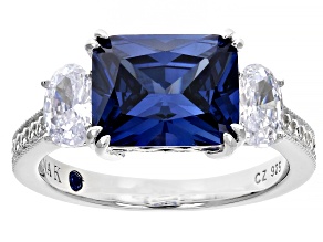 Pre-Owned Blue And White Cubic Zirconia Platineve® Ring 6.63ctw