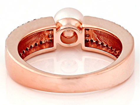 Pre-Owned Cultured Freshwater Pearl, Pink Mother-of-Pearl with Cubic Zirconia 14k Rose Gold Over Ste