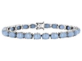 Pre-Owned Blue Angelite Rhodium Over Sterling Silver Tennis Bracelet