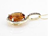 Pre-Owned Orange Oval Madeira Citrine 10K Yellow Gold Pendant With Chain 4.16ctw