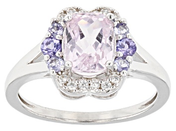 Picture of Pre-Owned Kunzite Rhodium Over Sterling Silver Ring 1.94ctw