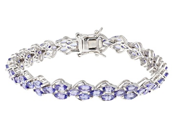 Picture of Pre-Owned Blue Tanzanite Rhodium Over Sterling Silver Bracelet  8.31ctw