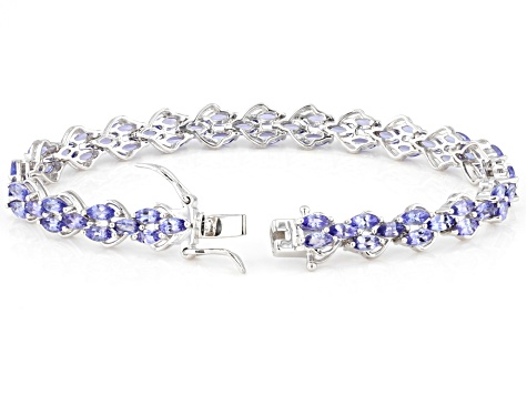 Pre-Owned Blue Tanzanite Rhodium Over Sterling Silver Bracelet  8.31ctw