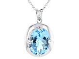 Pre-Owned Sky Blue Topaz Rhodium Over Sterling Silver Pendant With Chain 10.00ct