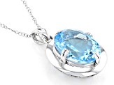 Pre-Owned Sky Blue Topaz Rhodium Over Sterling Silver Pendant With Chain 10.00ct