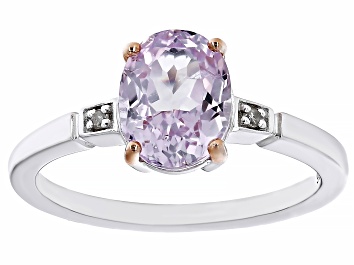 Picture of Pre-Owned Pink kunzite Rhodium Over Sterling Silver Ring 2.23ctw
