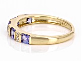 Pre-Owned Blue Tanzanite With White Zircon 10k Yellow Gold Ring 0.85ctw