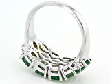 Pre-Owned Green Zambian Emerald Rhodium Over Sterling Silver Ring 2.39ctw