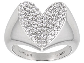 Pre-Owned White Cubic Zirconia Platinum Over Sterling Silver Heart Ring 1.01ctw
