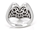 Pre-Owned White Cubic Zirconia Platinum Over Sterling Silver Heart Ring 1.01ctw