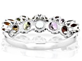Pre-Owned Multicolor Multi-Gem Rhodium Over Sterling Silver Band Ring 1.35ctw