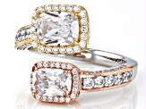 Pre-Owned White Cubic Zirconia Platineve® And 18k Yellow And Rose Gold Over Sterling Silver Ring 4.8