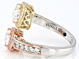 Pre-Owned White Cubic Zirconia Platineve® And 18k Yellow And Rose Gold Over Sterling Silver Ring 4.8