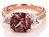 Pre-Owned Blush And White Cubic Zirconia 18k Rose Gold Over Sterling Silver Ring 10.57ctw