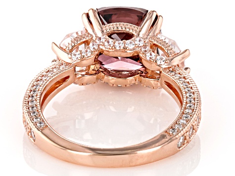 Pre-Owned Blush And White Cubic Zirconia 18k Rose Gold Over Sterling Silver Ring 10.57ctw