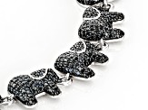 Pre-Owned Black Spinel Rhodium Over Sterling Silver Elephant Bracelet 4.40ctw