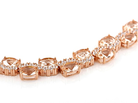 Pre-Owned Morganite Simulant & White Cubic Zirconia 18K Rose Gold Over Sterling Silver Bracelet