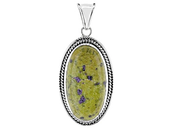 Picture of Pre-Owned 35x18mm Stichtite in Serpentine Sterling Silver Pendant