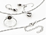 Pre-Owned Silver Sheen Sapphire with Lab White Sapphire Rhodium Over Sterling Silver Jewelry Set 5.1