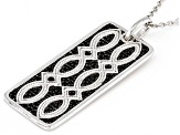 Pre-Owned Black Spinel Rhodium Over Sterling Silver Men's Pendant With Chain .25ctw