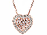 Pre-Owned Pink And White Diamond 14k Rose Gold Heart Cluster Pendant With 18" Cable Chain 0.35ctw