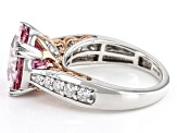 Pre-Owned Pink And Colorless Moissanite Platineve And 14k Rose Gold Over Silver Ring 6.61ctw D.E.W