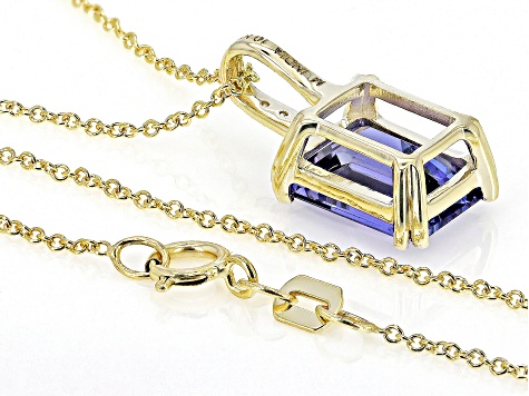 Pre-Owned Blue Tanzanite 10k Yellow Gold Pendant With Chain 2.94ctw