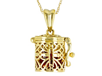 Picture of Pre-Owned Multi-Color Sapphire 10k Yellow Gold Prayer Box Pendant With Chain 1.27ctw