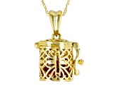 Pre-Owned Multi-Color Sapphire 10k Yellow Gold Prayer Box Pendant With Chain 1.27ctw