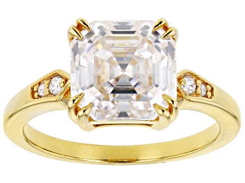 Picture of Pre-Owned Moissanite 14k Yellow Gold Over Silver Ring 3.98ctw DEW.