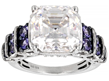 Picture of Pre-Owned Moissanite And Tanzanite Platineve Ring 10.41ctw DEW