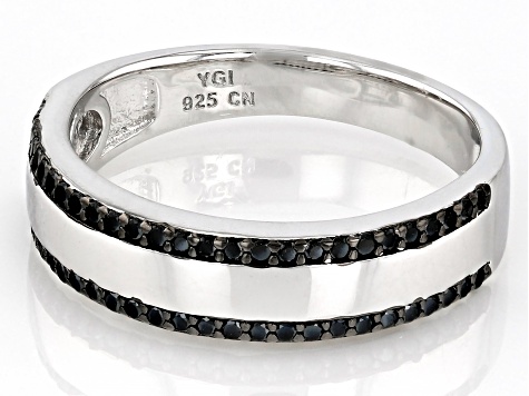 Pre-Owned Black Spinel Rhodium Over Sterling Silver Ring 0.31ctw