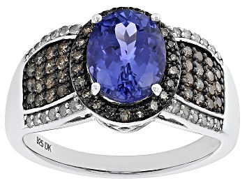 Picture of Pre-Owned Blue Tanzanite Rhodium Over Sterling Silver Ring 1.94ctw