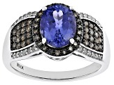 Pre-Owned Blue Tanzanite Rhodium Over Sterling Silver Ring 1.94ctw