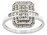 Pre-Owned White Diamond 10k White Gold Cluster Ring 0.50ctw