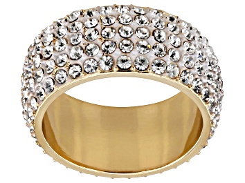Picture of Pre-Owned White Crystal Gold Tone Band Ring